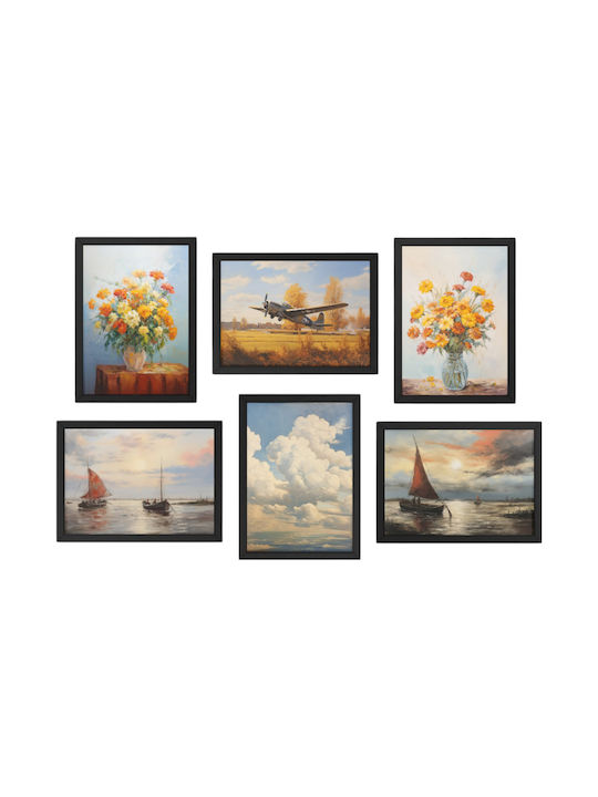 Vintage Poster Set Frames Unframed Printed On Photographic Paper Featuring Nature Motifs