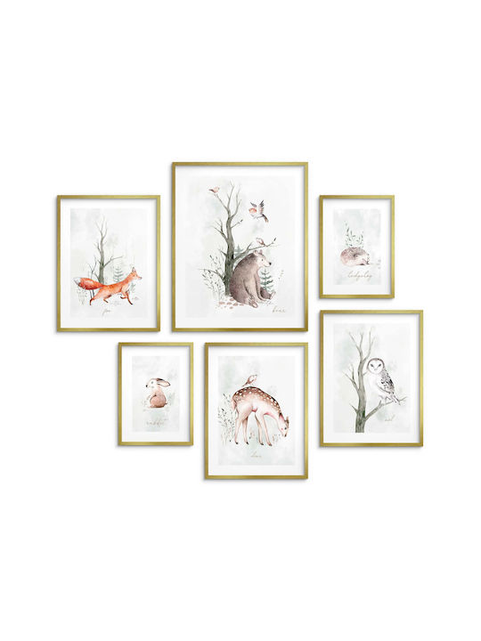 Παιδικές Αφίσες Σετ 6 Τεμαχίων Gallery Watercolour Forest Animals Set 100x100