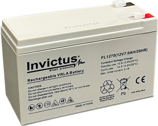 Invictus Μπαταρία UPS με Χωρητικότητα 7Ah και Τάση 12V 07.02.0207 1τμχ
