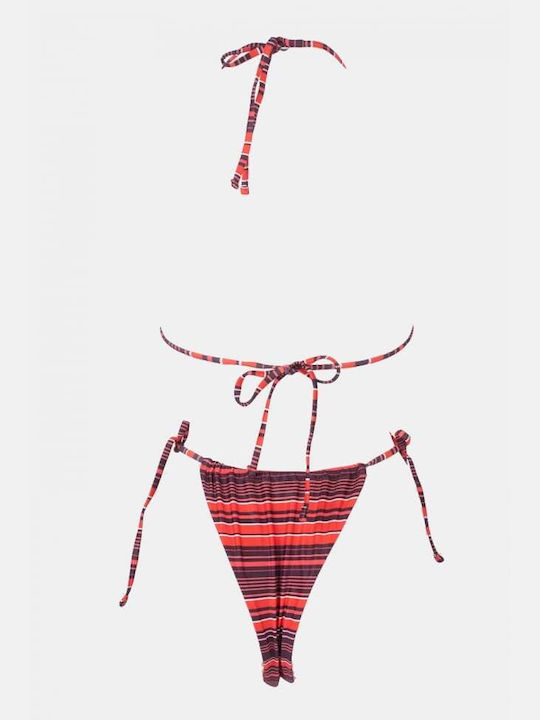 Set Bikini 3 Pieces with Removable Padding Brazil Striped Orange