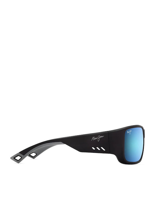 Maui Jim Men's Sunglasses with Black Plastic Frame and Blue Mirror Lens