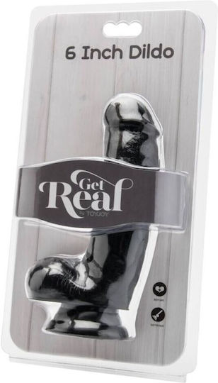 ToyJoy Get Real Dildo with Balls Ρεαλιστικό Dildo με Όρχεις και Βεντούζα Black 15cm