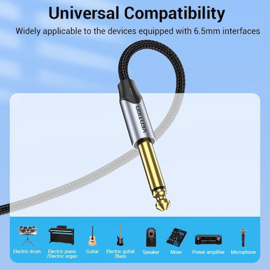 Vention Cable 6.3mm male - 6.3mm male 5m Γκρι BASHJ