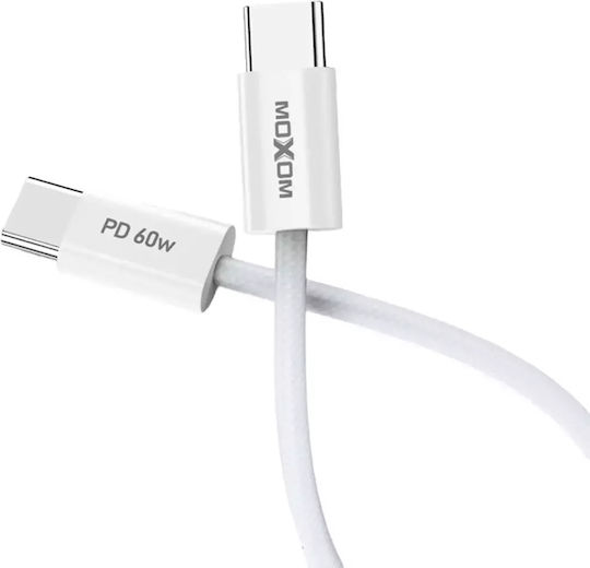 Moxom USB 2.0 Cable USB-C Male - USB-C 60W PD White 1m