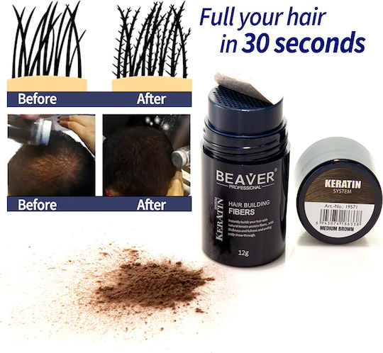 Beaver Fibre Acoperirea Subțierii Părului cu keratină Building 12gr