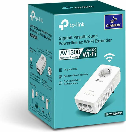 TP-LINK TL-WPA8631P KIT v1 Powerline Wi‑Fi 5 with Passthrough Socket and 3 Gigabit Ethernet Ports