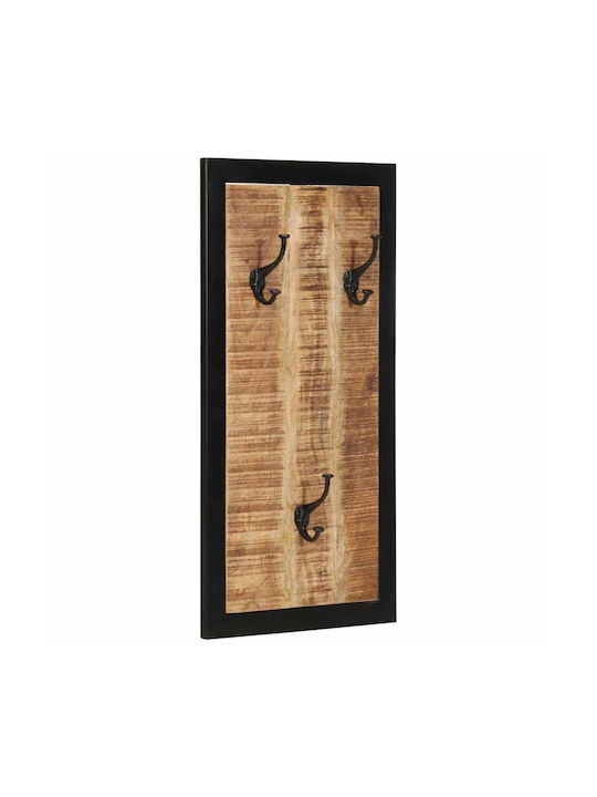 vidaXL Wooden Wall Hanger 6 Hooks Brown 40x2cm