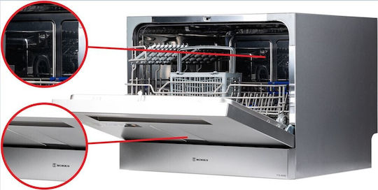 Morris Countertop Dishwasher for 6 Place Settings W51.5xH55cm Inox