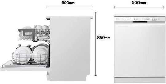 LG Mașină de spălat vase independentă cu Wi-Fi pentru 14 seturi de vase L60xÎ85cm Alb