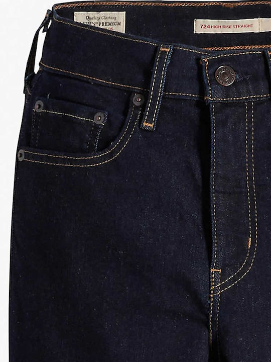724 High Waist Women's Jean Trousers in Straight Line Dark Blue