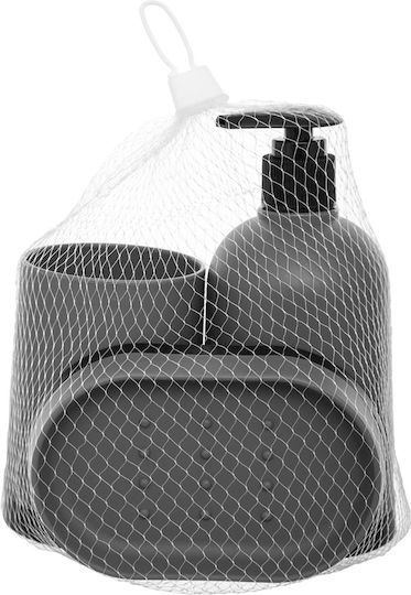 Click Plastic Bathroom Accessory Set Gray 3pcs