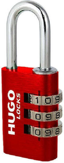 Hugo Locks PA20 Aluminum Padlock Brass Combination Red 20mm Red 1pcs