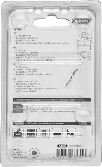 Abus Bronz Lăcăt Τavă Combinație 50mm Black 1buc