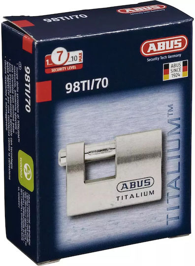 Abus Titalium 98TI/70 Αλουμινένιο Λουκέτο Τάκου με Κλειδί 70mm Ασημί