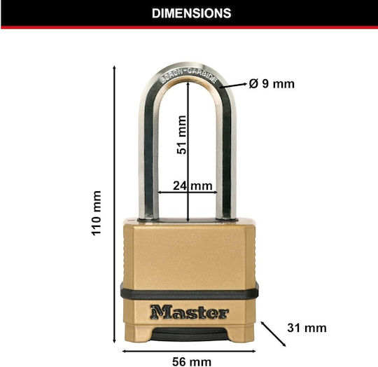 Master Lock Bronz Lăcăt Potcoavă Combinație 1buc