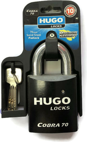 Hugo Locks Cobra 70 Steel Padlock Brass with Key 70mm Black 1pcs