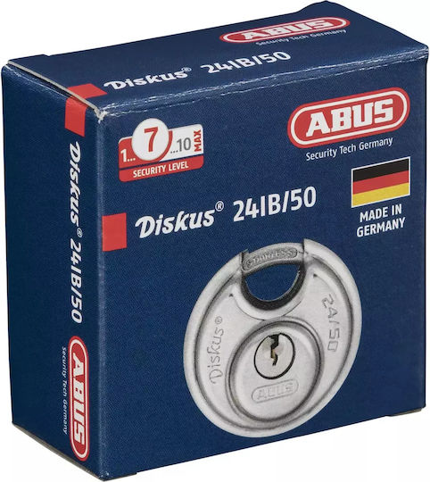 Abus Diskus Steel Padlock Discus Padlock with Key 50mm 1pcs