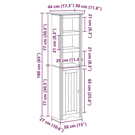 vidaXL Dulap Coloană Pentru Baie Pardoseală M44xA30xÎ160cm Albă