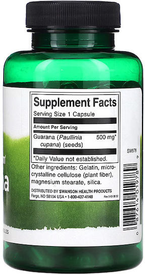 Swanson Full Spectrum Guarana 500mg 100 κάψουλες