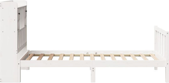 Single Bed Made of Solid Wood White with Slats for Mattress 75x190cm