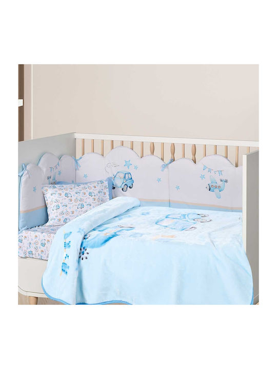 Das Home Κουβέρτα Κούνιας Βελουτέ Γαλάζια 110x140εκ.