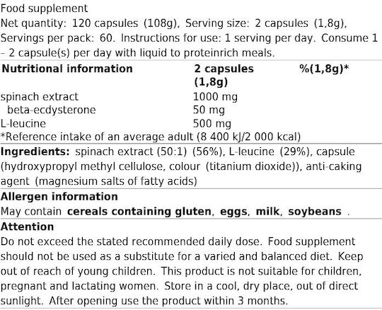 Peak Nutrition Ecdysterone 25mg 120 Kapseln Unflavored