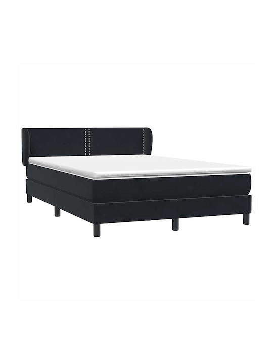 Vidaxl Pat Boxspring Saltea Negru 160x210cm Catifea 1 Buc Dublu Negru