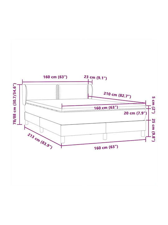 Vidaxl Pat Boxspring Saltea Negru 160x210cm Catifea 1 Buc Dublu Negru