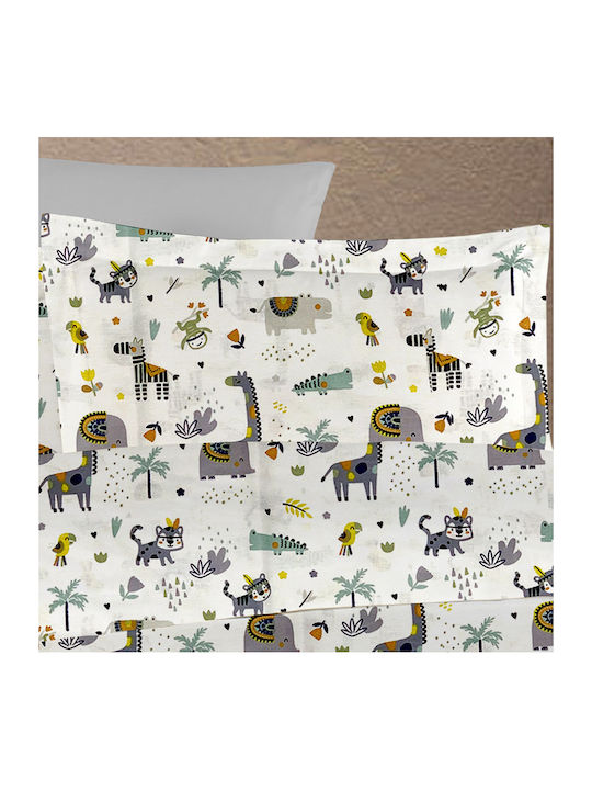 Dimcol Zoo Kids Cotton Pillowcase 50x70cm White-grey