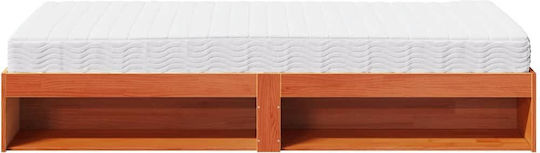 Sofa Bed Single Upholstered with Fabric Brown with Slats & Mattress 80x200cm