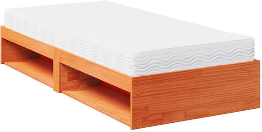 Sofa Bed Single Upholstered with Fabric Brown with Slats & Mattress 80x200cm