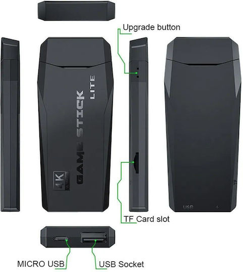 Factory 2 Ασύρματα Χειριστήρια Gamepad 4k Ultra Hd Game Stick Ηλεκτρονική Παιδική Ρετρό Κονσόλα για 8+ ετών