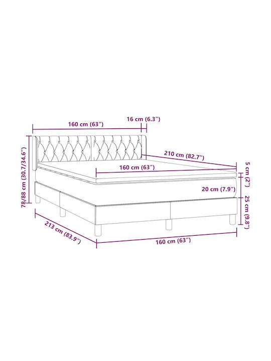 Vidaxl Κρεβάτι Boxspring Στρώμα Μαύρο 160x210cm Βελούδινο 1 Τεμ Διπλό Μαύρο
