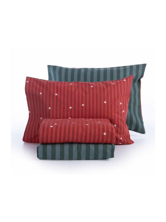 Nef-Nef Homeware Σετ Σεντόνια Μονά 160x260εκ. Straight To Christmas Red-green 3τμχ