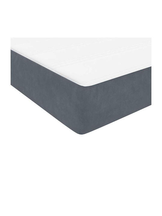 Double Bed Upholstered with Fabric Dark Grey with Slats & Mattress 160x210cm