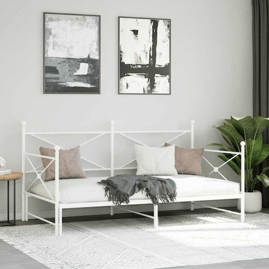 Kinderbett Doppelbett Metall Weiß mit Lattenrost für Matratze 107x203cm