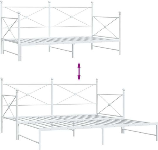 Kinderbett Doppelbett Metall Weiß mit Lattenrost für Matratze 107x203cm