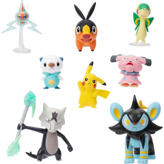 Jazwares Miniatur-Spaßspielzeug Helden Pokémon Rotom, Ohawott, Tepig, Luxio, Snivy, Pikachu, Snubbull & Alolan Marowak Für 4+ Jahre 5cm