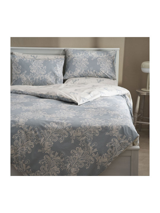 Charalambidis Textiles Sheet for Single Bed 160x260cm. Lace Blue