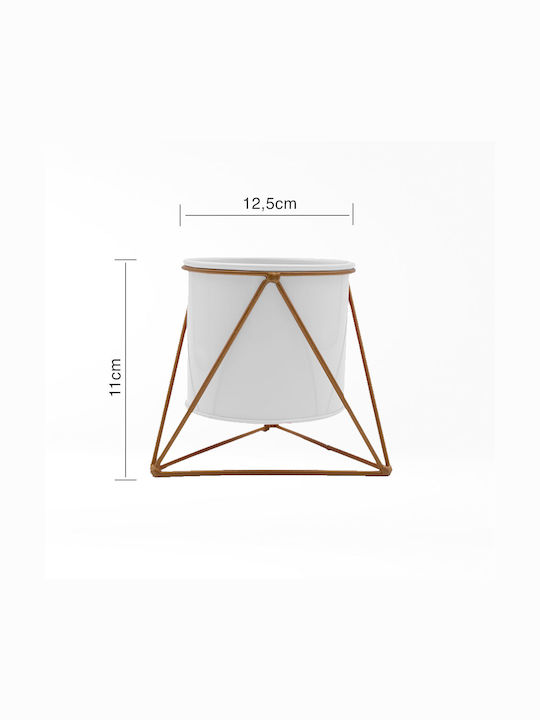 Uncle George Planter Metal White with Stand 12.5x12.5x11cm.