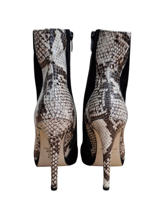 Leather Women's Ankle Boots with High Heel Black