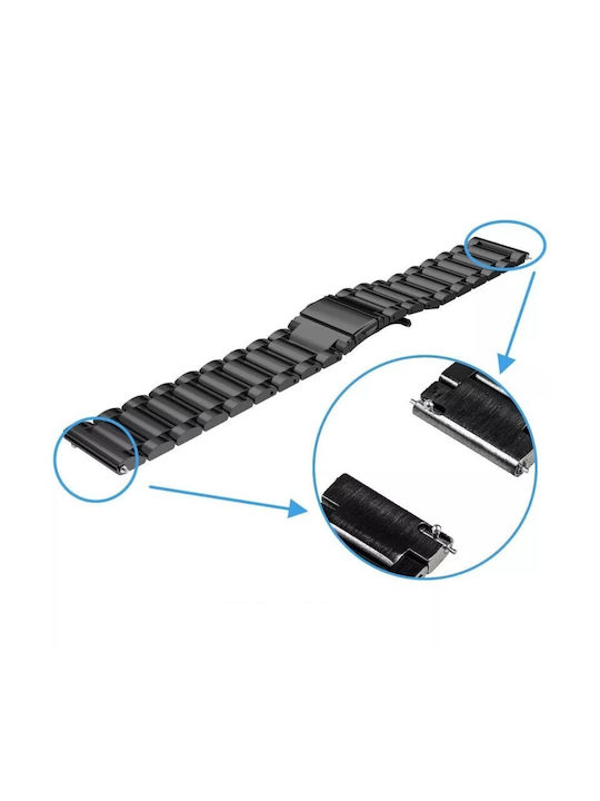 Curea Oțel inoxidabil Negru ((Galaxy Watch (46mm) / Gear S3 / Redmi Watch 5 Active / Watch 5 Lite / Huawei Watch GT/GT Pro 2/3/4/5/Ultimate 46mm / Honor GS Pro / Amazfit GTR 3 / GTR 3 Pro / Realme Watch S Pro))