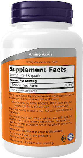 Now Foods L-Tyrosine 500mg 120 Capsule