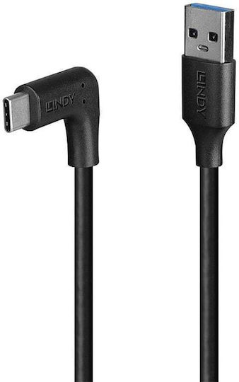 Lindy Unghi (90°) USB 2.0 Cablu USB-C bărbătesc - USB-A 15W Negru 1m