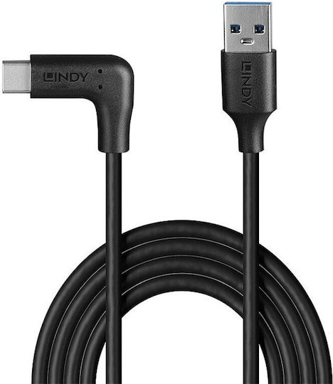 Lindy Unghi (90°) USB 2.0 Cablu USB-C bărbătesc - USB-A 15W Negru 1m