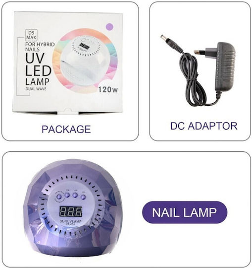Φουρνάκι Νυχιών UV / LED 120W Μωβ