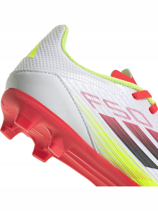 F50 Messi League Kids Molded Soccer Shoes Cloud White / Core Black / Solar Yellow