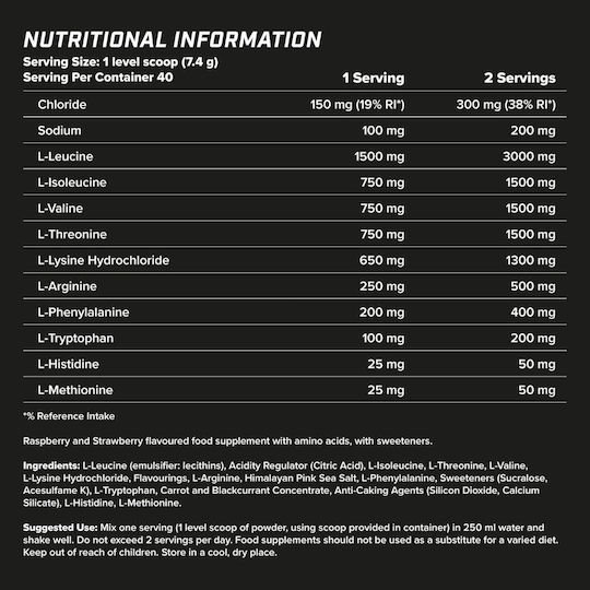 EAAs + Electrolytes 100mg 296gr Apple & Raspberry