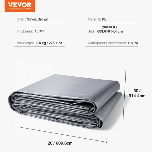Vevor Waterproof Tarpaulin 9.144x6.096m. Silver