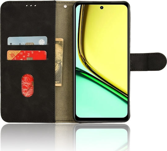 4g Skin Feel Magnetic Buchen Sie Leder / Synthetisches Leder / Silikon Schwarz (Realme C67)